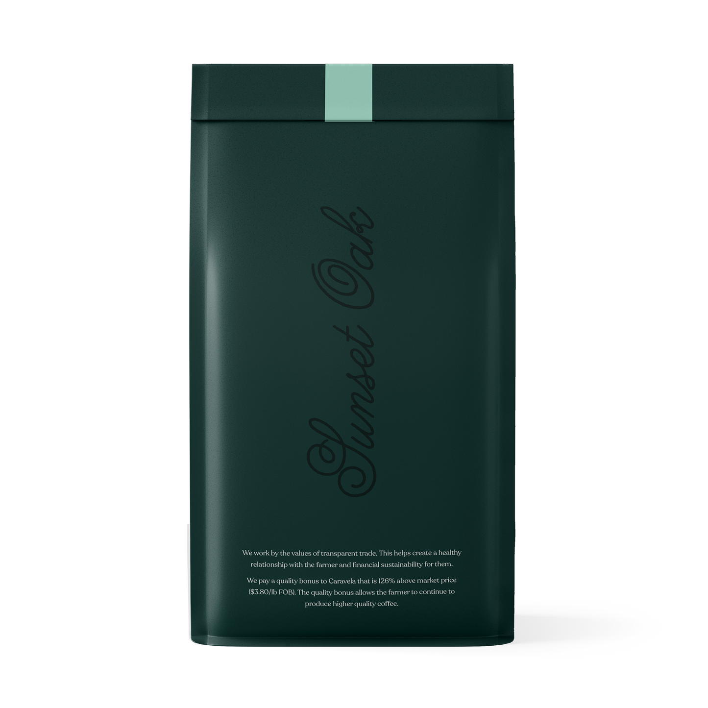 Back view of Sunset Oak Smooth Coffee bag - ground coffee